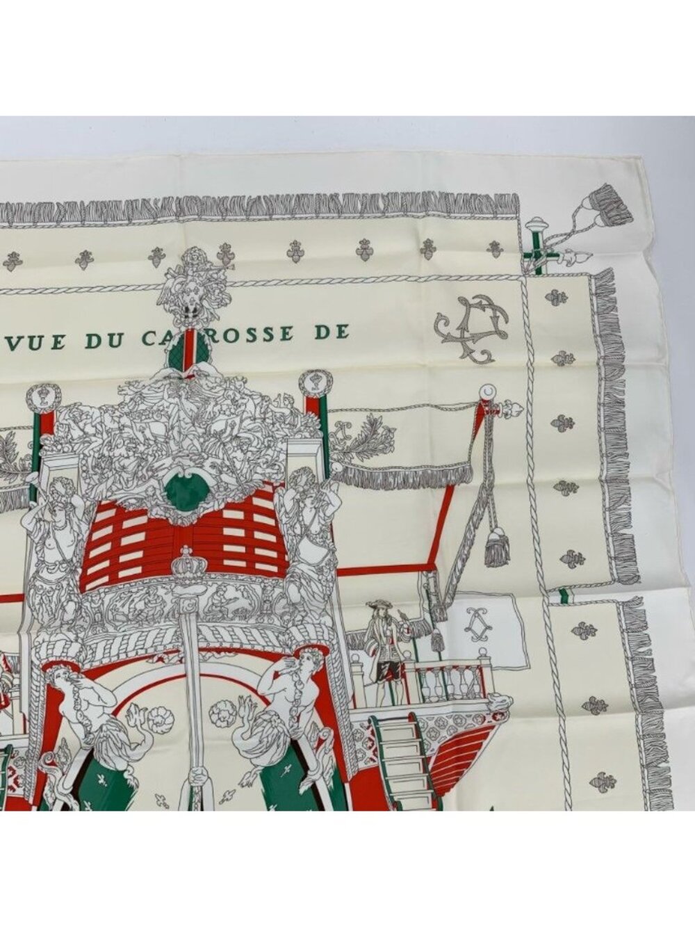 Hermes Carre 90 Vue du Carrosse de la Galere la Reale Queen's Coronation White - Picture 3 of 7